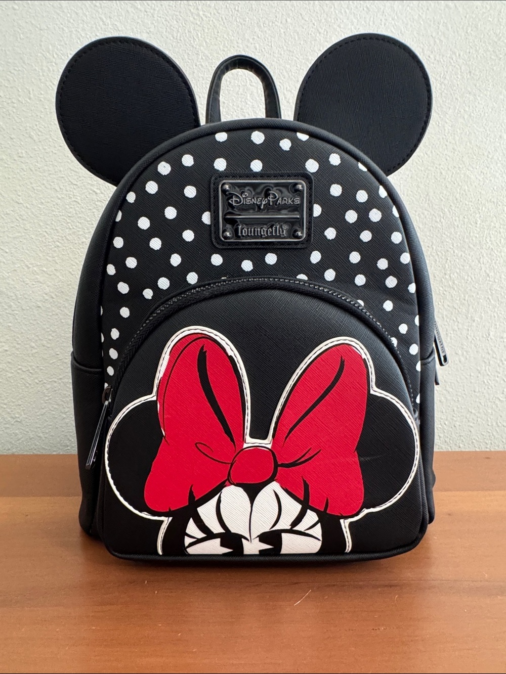 Disney Minnie Mouse Black & Red Mini Backpack with Polka Dots